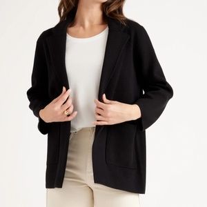 NEW Quince 100% Organic Knit Cotton Blazer, Black, Size XS
